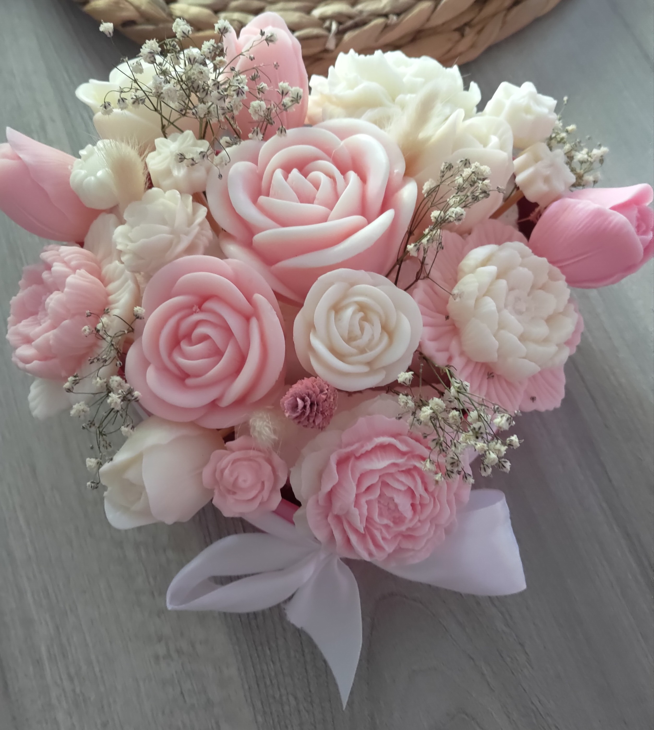 Fondant parfumé Cœur parfumé rose claire et blanc